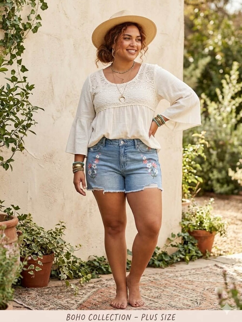 Time And True High Rise  Embroidered Jeans Shorts